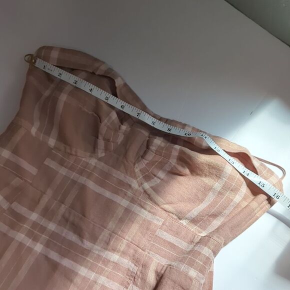 Free People Dress Womens Small Beige Life Like This Linen Strapless Midi Dress - Picture 9 of 11